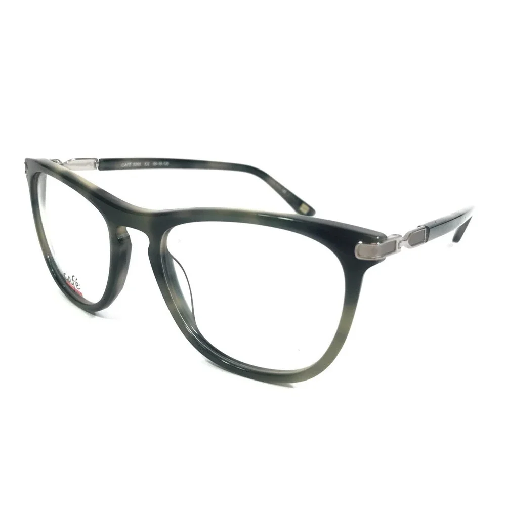 Cafe Lunettes Eyeglasses Frames 3265 C2 Green Horn Square Full Rim 50-18-135